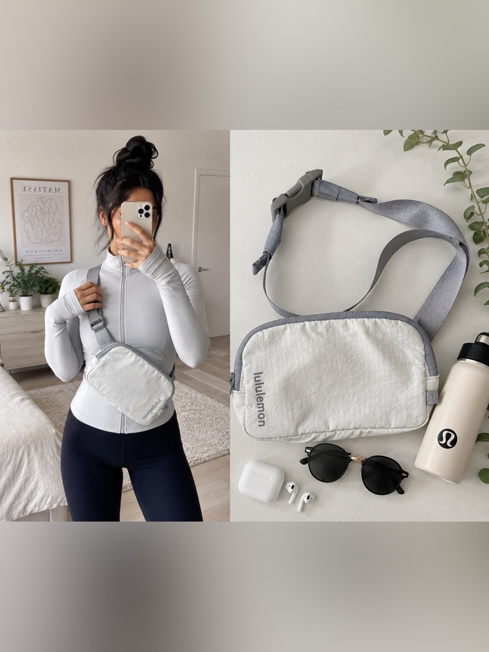 Lululemon Crossbody Bag White Gray Ripstop Belt Bag Shoulder Bag